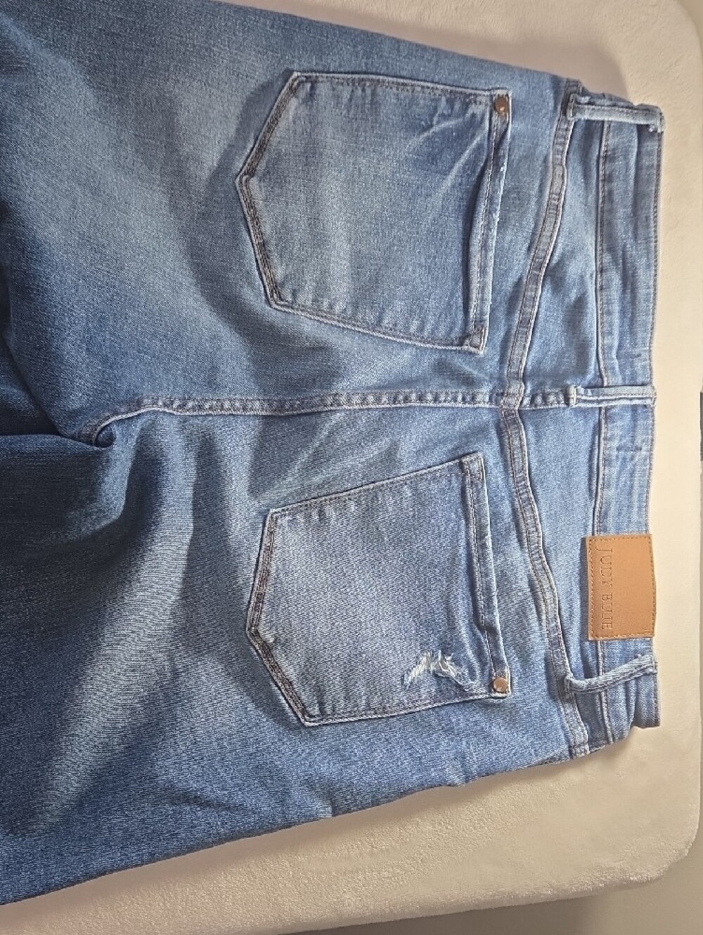 Judy Blue Medium Light Blue Distressed Straight Jeans - Picture 9 of 9